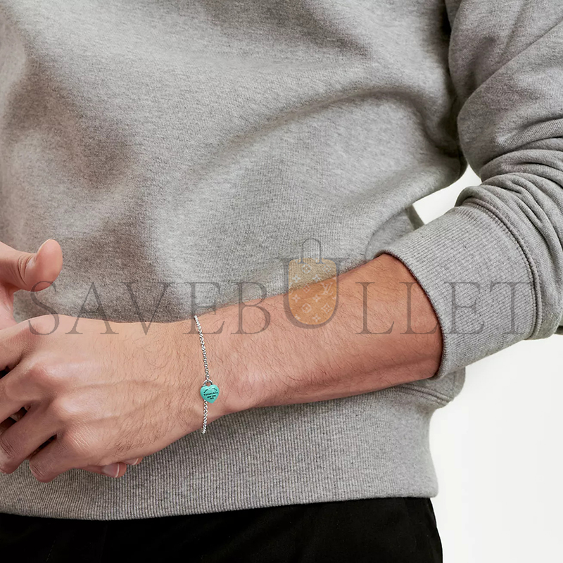 TIFFANY FULL HEART BRACELET PURE SILVER WITH TIFFANY BLUE ACCENTS 74956793